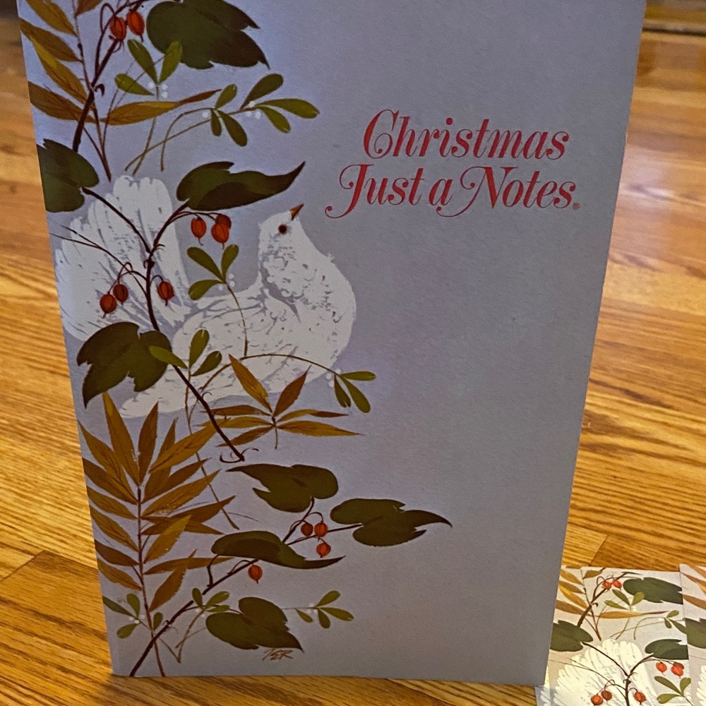 Vintage Current Inc Christmas Just a Note Card with Dove and Berries
